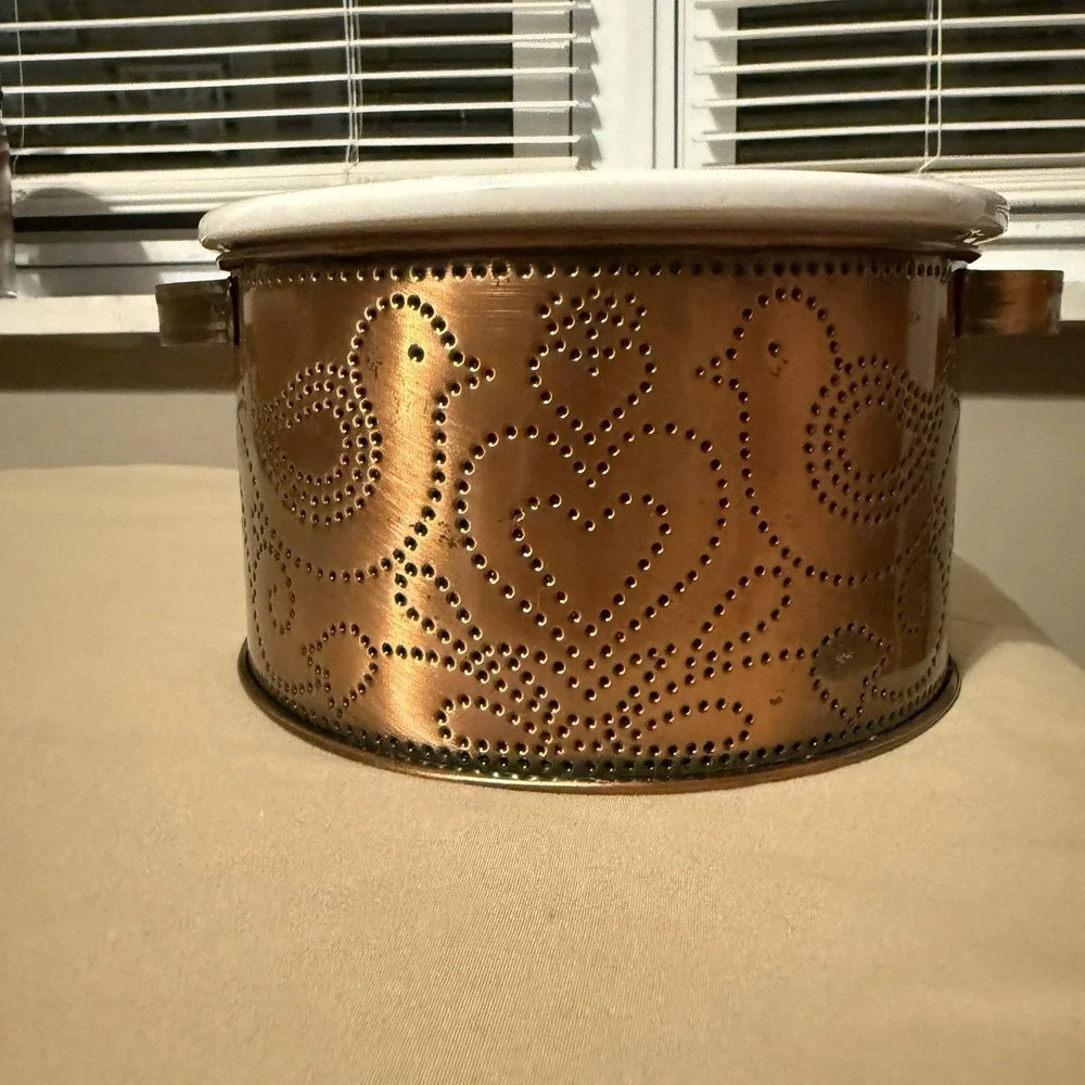 Vintage Primitive COPPER Love‎ Bird Peace Doves Casserole Bowl SET